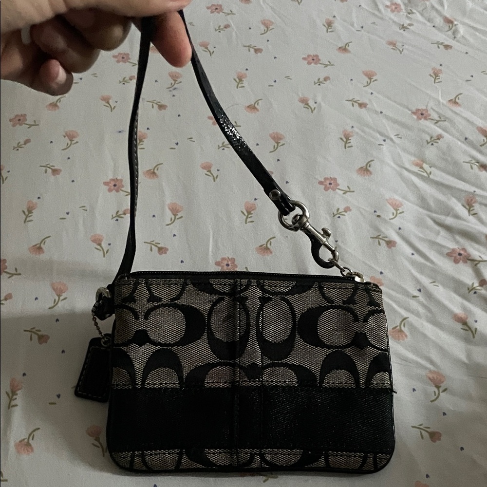 Coach Black and Tan Wristlet